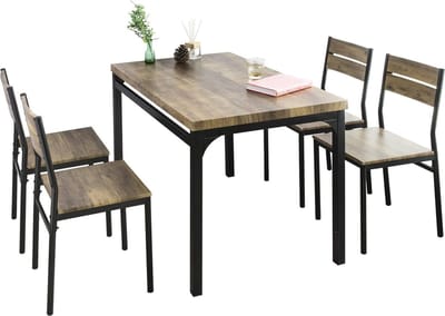 3-Delige Eettafelset met 4 Krukken - Industriële Stijl voor Keuken, Eetkamer en Woonkamer