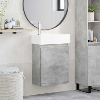 vidaXL - Badkamermeubel - met - kraan - Betongrijs - 45,5 - x - 22,5 - x - 84 - cm