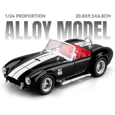 1:24 Shelby Cobra 427 Gt500 Modellen Speelgoedauto's Wielen Draaibaar Vintage Auto Legering Rubberen Banden Miniatuur Voertuigen Kinderen Verzameling Plezier