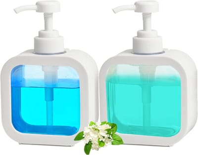 Famanu – Navulbare zeepdispensers met pomp – Set van 2 – Transparant