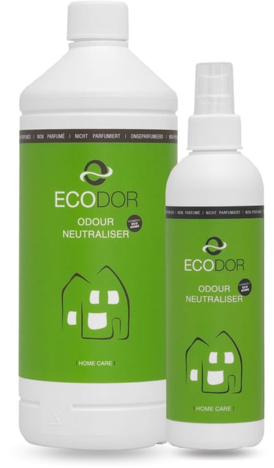 Ecodor EcoHome - Neutraliserende luchtverfrisser spray voor toilet en woonkamer - Ontgeurder - Geurverwijderaar - Geurvreter - Geurvernietiger - Ecologisch - Ongeparfumeerd - Voordeel Pakket - 250 ml sprayflacon + 1 liter navulfles