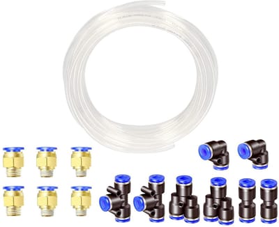 Dailygoods- Luchtslang 10 Meter - Transparant Polyurethaan - 12 mm OD / 8 mm ID - 14 Stuks Pneumatische Verbindingen - Hoge Flexibiliteit - Sterke Trekkracht - Persluchtslang