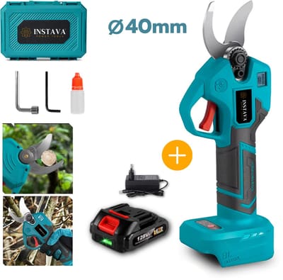 Instava® Elektrische Snoeischaar 40mm – 1 Accu (2.0Ah) – Makita LXT 18V Compatibel – Krachtig – Incl. Opbergkoffer & Accessoires