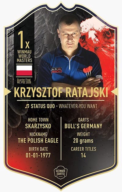 Ultimate Card Krzysztof Ratajski Darts 37x25cm