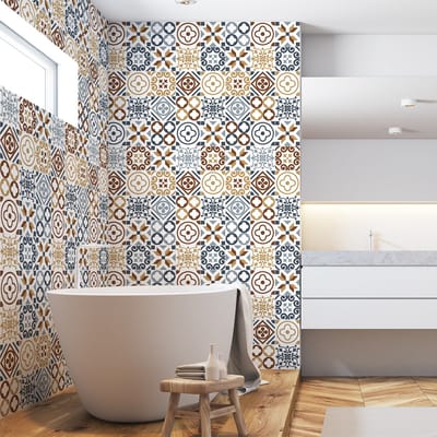 Zelfklevende tegelmuurstickers voor keuken en badkamer - 60 Azulejos Isahara tegelstickers - 60 stickers 20x20cm