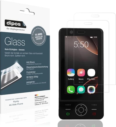 dipos – 2x Pantserfolie geschikt voor Plyisty 4G Slide Phone | 9H Screenprotector