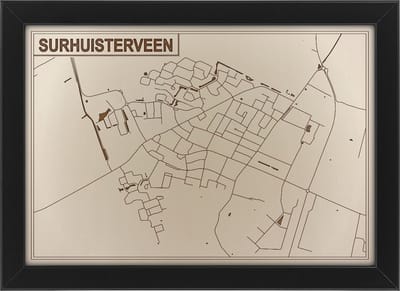 Houten stadskaart van Surhuisterveen