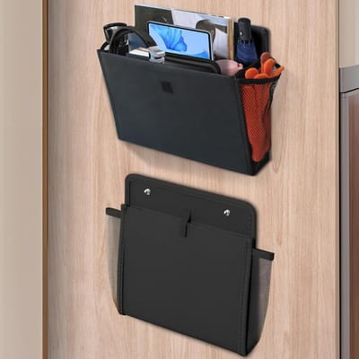 longziming -Zelfklevende Opbergtas - Wandhouder Organizer - Stofmand Met Net - Boorvrije Montage - Inklapbaar Design - Zwarte Oxford Stof - Ventilatie Netwerk - Ruimtebesparend Voor Camper - 1 Stuk