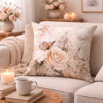 Velvet Butterfly Dreams Collection Kussenhoes - Vlinders - Bloemen - Sierkussenhoes - 45x45 cm