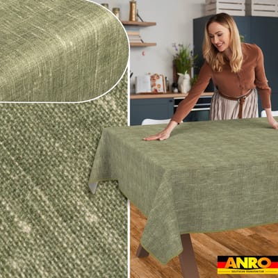 ANRO Tafelkleed Effen linnenlook Meerkleurig 180x100cm Met sierband Afwasbaar Waterafstotend