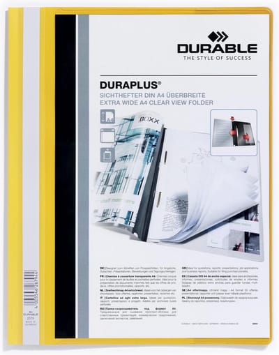 Durable personaliseerbare snelhechtmap Duraplus geel 25 stuks