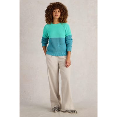 White Stuff Bailey Cotton Jumper Blue Multi Maat: 16 | Sweaters Outlet | Dames | Blauw