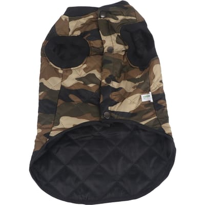 Hondenjas Polyester Katoen Gevoerd Camouflage Print Mouwloos Herfst Winter Huisdier Warme Kleding voor Kleine Middelgrote Honden M brown