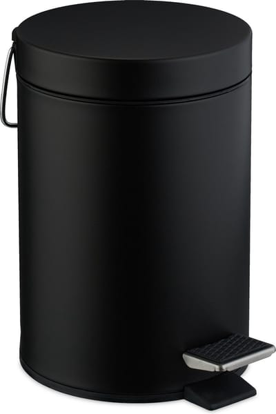 badkamer prullenbak - 3 l - deksel - handvat - binnenemmer - toilet - zwart