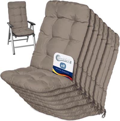Tuinkussen Set - Zitkussen Hoge Rug - Buiten Zitten - UV-Bestendigheid 5 - 120x50x8cm - Taupe