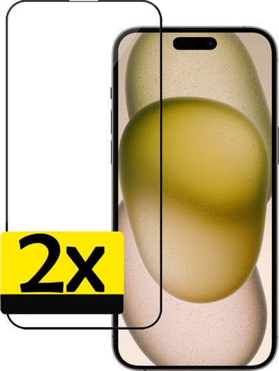 Screenprotector - Geschikt voor Apple iPhone 15 - 2 Stuks - Full Cover - Beschermglas - Gehard Glas - Tempered Glass - Screen Protector