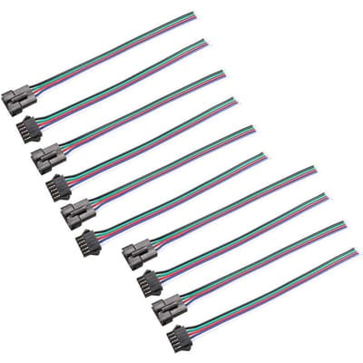 Set van 10 JST SM 5-pins Connectoren, Stekker en Bus | 150mm 20AWG Adapterkabel voor Elektronische Assemblage | Ideaal voor LED-strips | Zwart, Plastic zwart