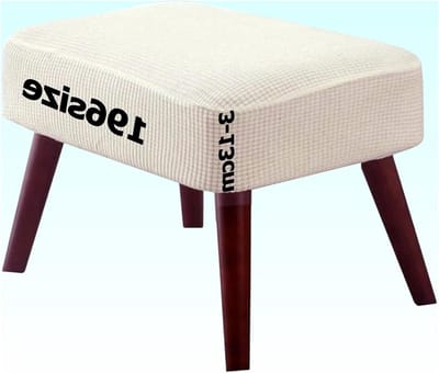 Krukhoes Ottomaans - Voetenbank Overtrek Poef Beschermer - Meubels Beschermen - Elastisch Jacquard Weefsel - 50x145 cm - Beige Wit