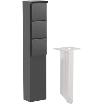 Niko New Hydro spuitwaterdichte RVS tuinpaal met grondpin met 3-voudig stopcontact met randaarde - zwart (761-36835)