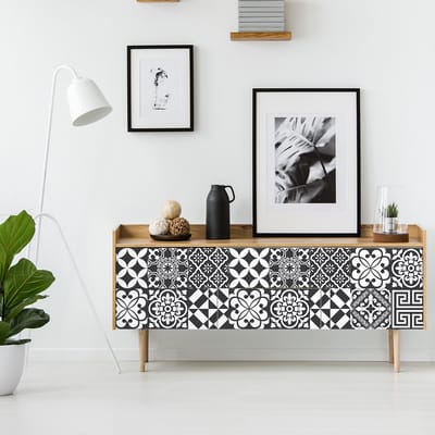 Meubeldecoratiestickers - Zelfklevende stickers voor keuken en woonkamer - 24 Nitcha Cementtegel meubelstickers - 24 stickers 15x15cm