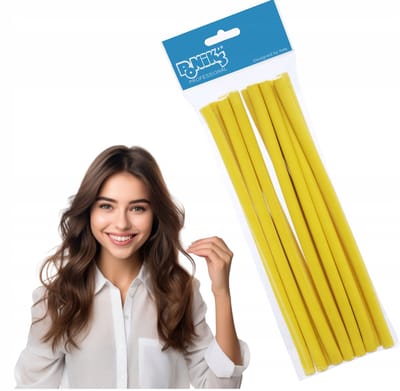 Poniks Haarrollers Lange Papilotten GUMMETJES VOOR HAAR KRULLEN GOLVEN 10mm 12 STUKS 24CM