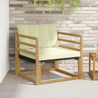 vidaXL - Buiten - bank - set - Massief - Acaciahout - en - Textilene - Wit
