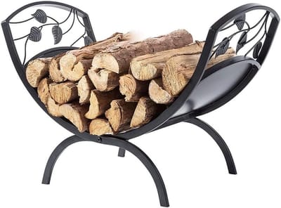 Houtopslag Houtrek - Haardhouthouder - Brandhout Opslag - Stevig Stalen Frame - 64x35x47 cm - Zwart