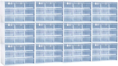 PlasticForte Sorteerbakjes spijkers/schroeven - 108x lades - 18.5 x 10 x 12 cm - opbergkastjes - ophangbaar - wit/transparant