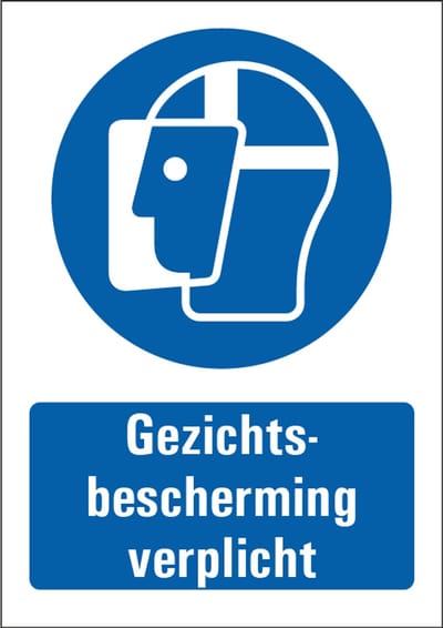 Gezichtsbescherming verplicht bord met tekst 148 x 210 mm