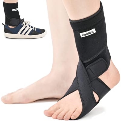 Neofect Dropvoet Brace Orthese Ademend Neopreen Verstelbare Enkelbrace zwart (RECHTS) zwart