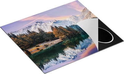 Chefcare Inductie Beschermer Meer met Weerspiegeling van de Bergen - 60x50 cm - Afdekplaat Inductie - Kookplaat Beschermer - Inductie Mat