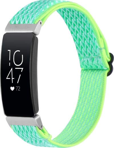By Qubix - Compatible Fitbit bandje - Geschikt voor Fitbit Inspire 2 & Ace 3 Elastische solo loop nylon bandje - Mint groen Smartwatchbandje bandje Armband Polsband Strap Band Watchband