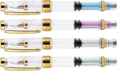 Vulpen Set van 4 met Fijne Punt in Diverse Kleuren, Ideaal voor Kerstcadeaus en Uitstekende Schrijfervaring, Hoogwaardige RVS Pennen