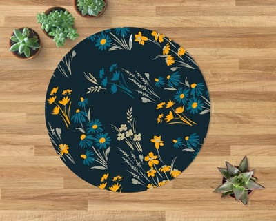 Coloray Vloerbeschermer - Donker bloemenmotief Stoel Mat - 100x100 cm - Groente Computer Stoel Mat - Vloerbeschermer Bureaustoelmat - PVC Vloerbeschermer - Ronde Mat - Natuur Thema