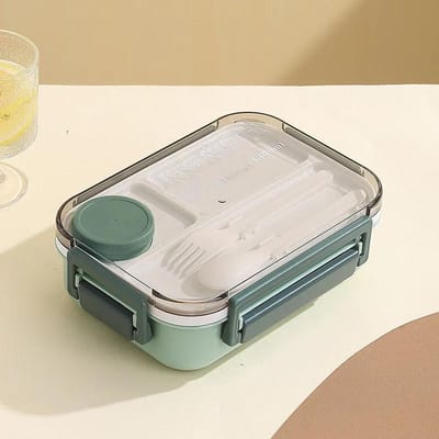 1300ML Lunchbox Plastic Draagbaar Compartiment Bento Box Magnetron Studenten Kantoor Voedselcontainer met Vork en Lepel Servies