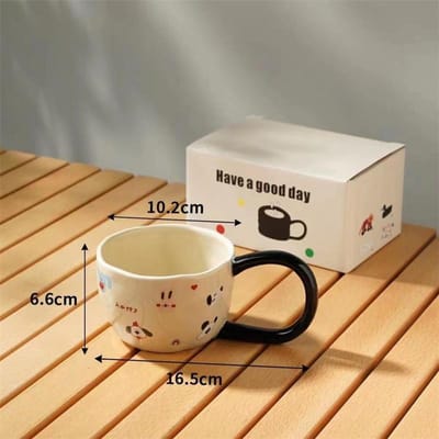 Cartoon Hond/Tijger Keramische Mok Handgeknepen Onregelmatige Grote Handgreep Koffiekopjes Afternoon Tea Melkkop Thuis Waterbeker kindercadeaus 301-400ml beige