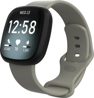KELERINO. Siliconen bandje geschikt voor Fitbit Versa 3 / Sense - Grijs - Large