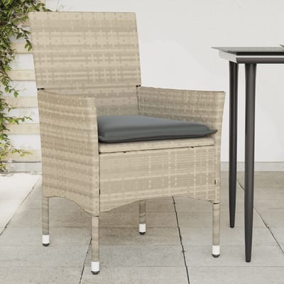 vidaXL - Tuinstoelen - 2 - st - met - kussens - poly - rattan - lichtgrijs