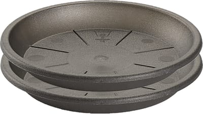 Opvangschaal/onderbord Plantenpot - Set van 4x stuks - antraciet - D16 cm - Kunststof - voor pot Dia 20/22 cm