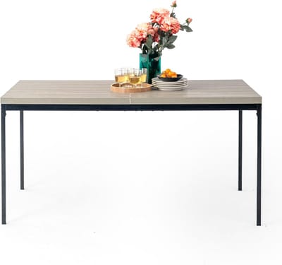 Eettafel Hout Effect - Eetkamer Tafel - Gezellig Dineren - Strak Modern Design - 150 x 75 cm - Grijs