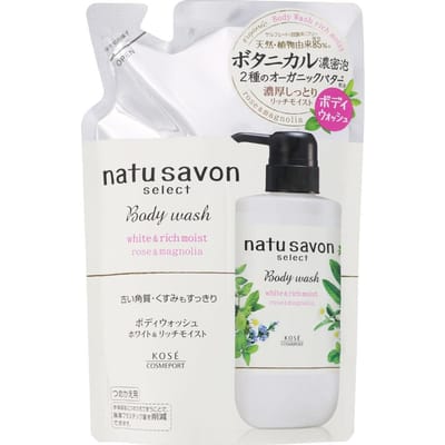 Kose - Natu Savon Select Body Wash White & Rich Moist Rose & Magnolia 360ml Refill