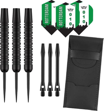 Darts Set Black - dartpijlen - Rotterdam 010 Uit - dart shafts - dart flights - 23 gram - dartspijlen