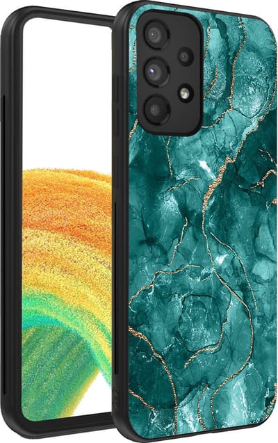Smartphonica Telefoonhoesje voor Samsung Galaxy A33 5G met marmer opdruk - TPU backcover case marble design - Goud Groen geschikt voor Samsung Galaxy A33 5G