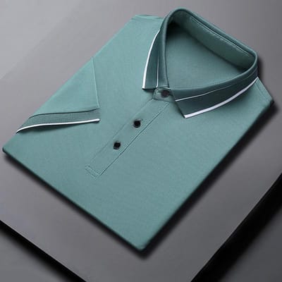 T-shirt d'été à manches courtes pour hommes, polo rayé fin à revers décontracté pour jeunes et d'âge moyen XXXXL gray