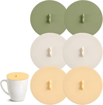 Herbruikbare Siliconen Drinkglazen Deksel Set van 6, Grote Antistof Lids voor Yogurt en Drankjes, Multicolor 10cm