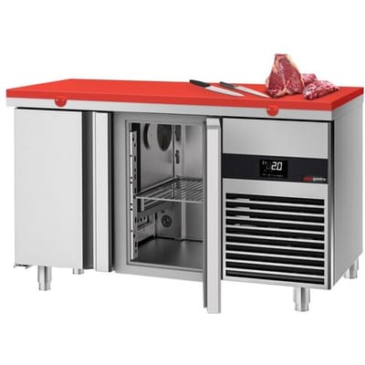 GGM Gastro Kühltisch PREMIUM - 1400x700mm - mit 2 Türen - inkl. Schneideplatte Rot