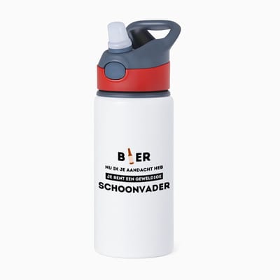 Hacebo® - bier, nu ik je aandacht heb je bent een geweldige schoonvader waterfles met rietje rood - schoonvader - vader cadeautjes - vaderdag - verjaardagscadeau - verjaardag - cadeau - geschenk - kado - gift - water fles - 650ML