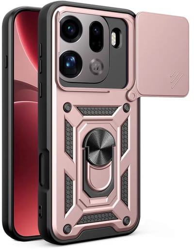 MobyDefend Hoesje - Geschikt voor Oppo Find X9 Pro - Pantsercase Met Draaibare Ring - Rosé