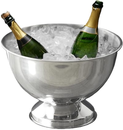 Cook Concept Champagne/wijnfles koeler/ijsemmer - zilver - rvs - 36 cm - Champagne schaal