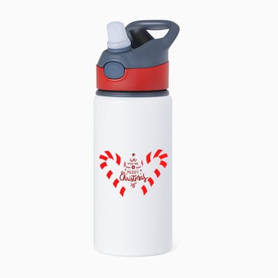 Hacebo® - Kerst we wish you a merry christmas waterfles met rietje rood - Kerstmis - Kerst beker - winter - kerst - christmas - kerst cadeau - water fles - 650ML